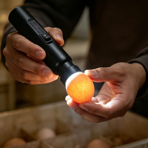 Bright Cool LED Light Egg Candler Tester Candler Candling Lamp, Egg Candler LED Light for Monitoring Eggs Development with 2 Soft Rubber