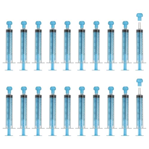 Feeding Syringes with Cap, Plastic Syringes for Liquid Pet Feeding Measuring Tool No Needle 10ml, (Blue, 20 Pcs), Intended for Dog/Cat/Rabbits/Small Animal/Scientific Lab - color: Blue