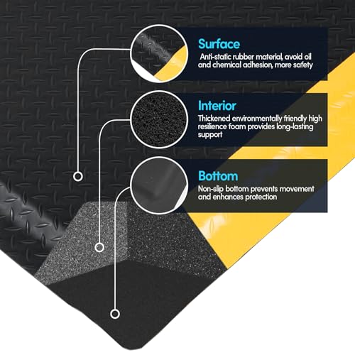 Anti Fatigue Mat 2x5 Ft 15/16" Thick Soft Sponge Ergonomic Mat | Stable Comfort Endurance Floor Mat Layered Support Rugged Diamond Relief Steady Standing Mat for Farm Grooming Salon - size: 59.9"L x 23.6"W x 0.9"Th