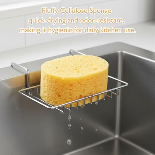 8 Pack Cellulose Sponges, Replacement Sponge Scrubber Heads for Wine Glasses Coffee Mugs Dishes, Thick & Fluffy Highly Absorbent, Quick-Dry - style: 8 Sponges