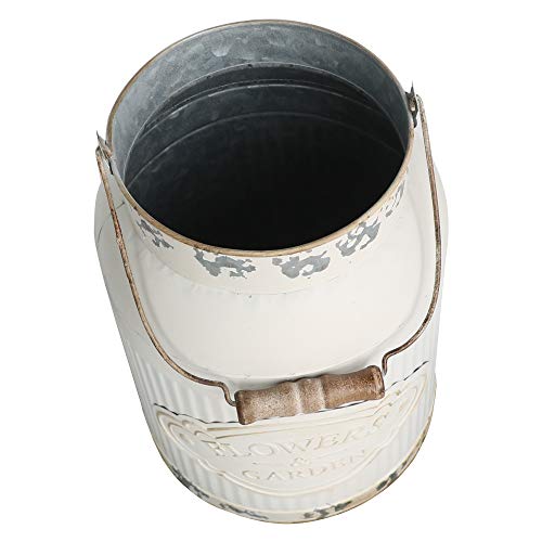 HyFanStr French Style White Milk Can Shabby Chic Metal Vase Flowers Bucket Rustic Pitcher Jug for Home Garden Decor Small - color: White-small