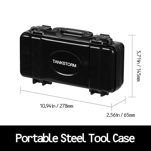 11" Black Metal Tool Box, Portable Steel Tool Case with Secure Latch & Handle, Empty Storage Organizer for Home DIY & Small Tools - color: Black