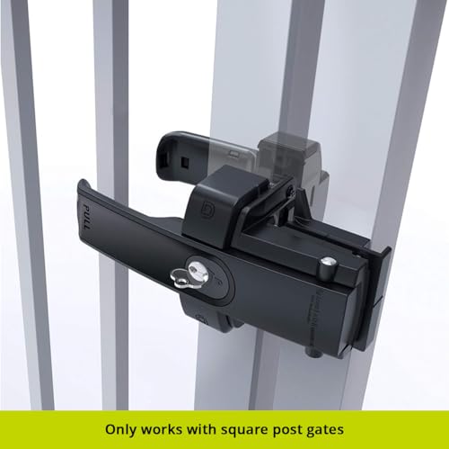 D&D LLMKDBT LokkLatch Magnetic Gate Latch Dual-Sided Lockable, Black | Magnetic latching gate latch. Key lockable on both sides of the gate. Dual-Sided push/pull handle latch. For square post. - color: Black