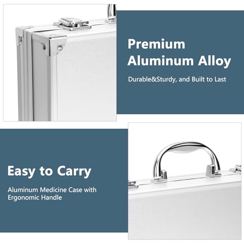 11.8 Inch Aluminum Tool Box Portable, Lockable Handle Portable Medicine Chest Organizer Aluminum Briefcases for Men Women-11.8x3.15x6.7in (30x8x17cm)