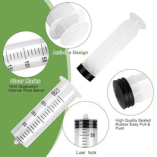 3 Pack 200ml Syringes with 55.1” Tube and Needle 14G 1.5”, Sterile Luer Lock Syringe Individually Packaged for Scientific Labs, Measuring, Watering, Refilling - style: 200ml