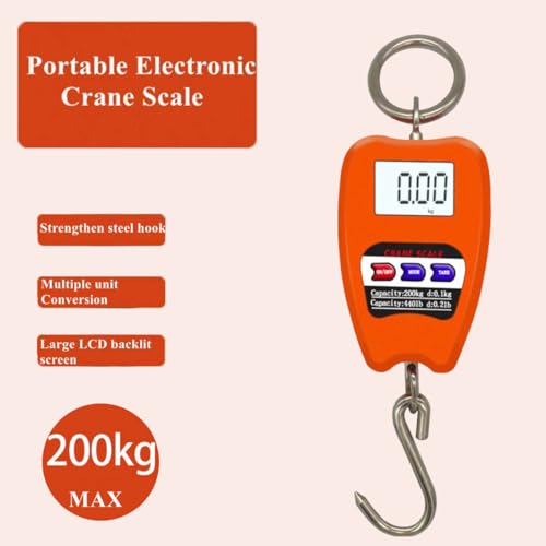 Hanging Weight Scale Industrial Heavy Duty for Farm, Hunting, Bow Draw Weight, Big Fish & Hoyer Lift with Accurate Sensor Digital, Professional (200kg/orange) - color: 200kg/orange