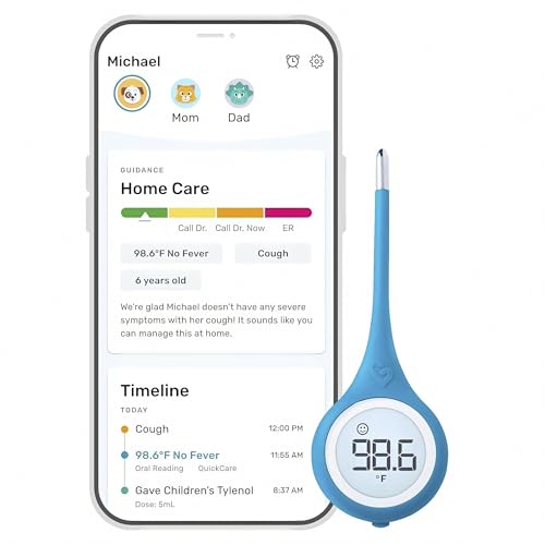 Kinsa Smart,Fever, Digital Medical Baby, Kid and Adult Termometro - Accurate, Fast, FDA Cleared Thermometer for Oral, Armpit or Rectal Temperature Reading - QuickCare | Fast, accurate, FDA-cleared medical termometro for babies, kids and adults