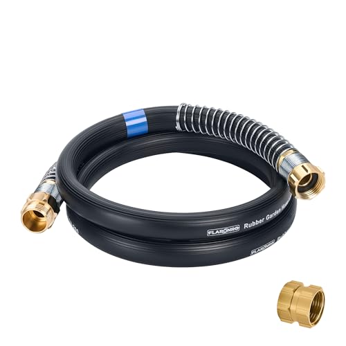 5/8 IN. × 5FT. Heavy Duty Rubber Garden Hose, High Flow 5/8" I.D. Brass Fitting No Memory Durable Heavy Duty Water Hose Leader Hose for Watering, Irrigation, Water Transfer Pump - color: Black, size: 5FT