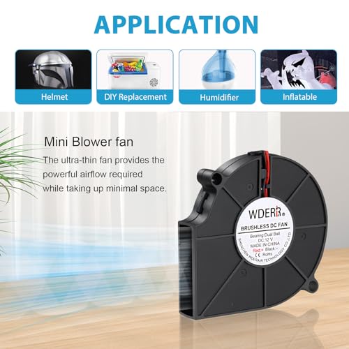 12V Brushless DC Centrifugal 75mm x 15mm Blower Mini Turbo 2Pin Fan for Humidifier、Helmet、3D Print - style: 75 x 15 12v2p