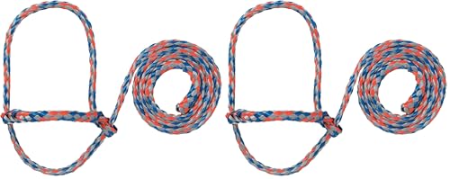 Weaver Livestock Poly Rope Sheep Halter, Modern Style Braid Sheep and Goat Rope Halter, Adjustable Lamb Halter Lead, Livestock Sheep Showing Supplies (Pack of 2) - size: 3/8"X10' (Pack of 2)