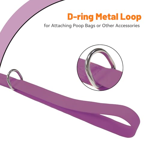 Waterproof Dog Leash, 5/6 FT Durable Odor-Proof Dog Leashes with Strong Metal Hooks Fits Small Medium or Large Dogs (Purple, 6FT - 1 inch Width) - color: Purple, size: 6FT - 1 inch Width