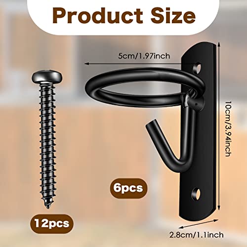 6 Pcs Bucket Hooks for Horses Bucket Hangers Holder Metal, Black | Equestrian Water Hangers for Stalls, Wall Mount with Screws, Barn Feed Holder, Equestrian Farmhouse Stable Supplies - color: Black