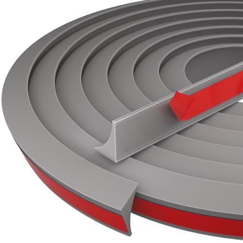 39 Inch Shower Threshold Water Dam Barrier Door Bottom Seal Strip, Silicone Rubber Kitchen Splash Guard, Corner Dam Water Retaining Strip for Countertop, Shower, Bathroom(Grey) - color: Gray, style: 39 Inch