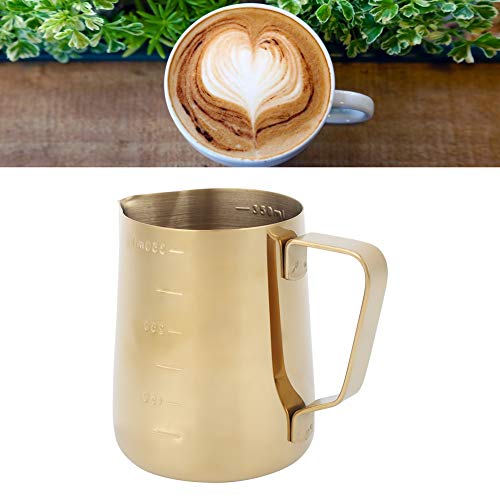 Frother Cup Milk Frother Gold Frothing Pitcher with Scale 350ml | Milk Frothing Cup Stainless Steel Home Office Coffee Frother Cups for Gold Coffee Bar Accessories