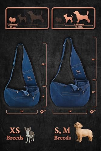 Noah & Paw Dog Sling Carrier for Small Dogs 3-10lb, Dog Sling for Small Dogs and Cats, Dog Carrier with Adjustable Padded Strap, Vegan Denim Lined with Fur, 3X Safety Features, Machine Washable - color: Light Blue, size: 15.0"L x 6.0"W x 5.5"H