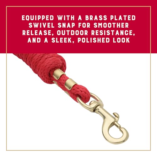 Weaver Equine Performance Lead Rope, Lime Zest, 8' Horse Value Rope with Brass Plated 225 Snap, Soft Comfort Grip, Barn Horse Tack for Daily Use - color: Red