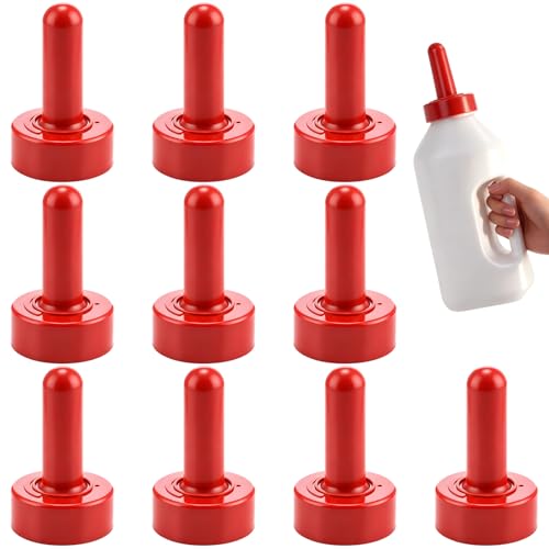 10 Pcs Calf Nipples, 4.33 in Length Silicone Replacement Livestock Feeding Nipples, Small Animal Milk Drink Nipple for Calf Milk Bottles, Dairy Farm