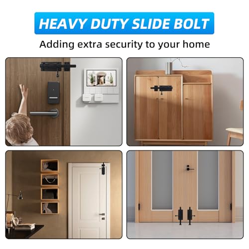 Barrel Bolt Latch, 6.3" Heavy Duty Gate Latch Slide Lock Solid 304 Stainless Steel Bolt Lock for Inside Door, Finished Shed Door Latch (1 Pack, Black) - color: Black 6inch