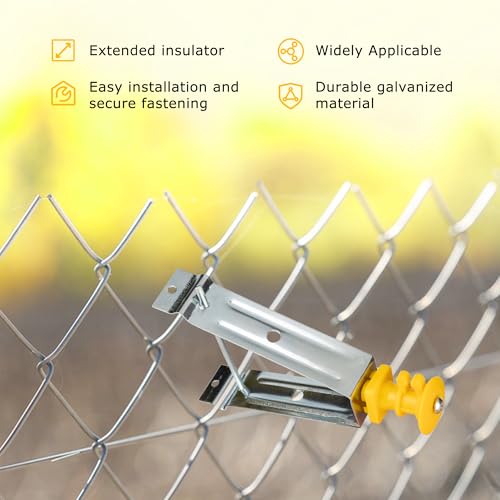 Chain Link Fence Insulator 50 Pcs Electric Fence Insulator, T Post Extender Wire Holders for Chain Link and Studded T & U-Posts Tubing, Yellow