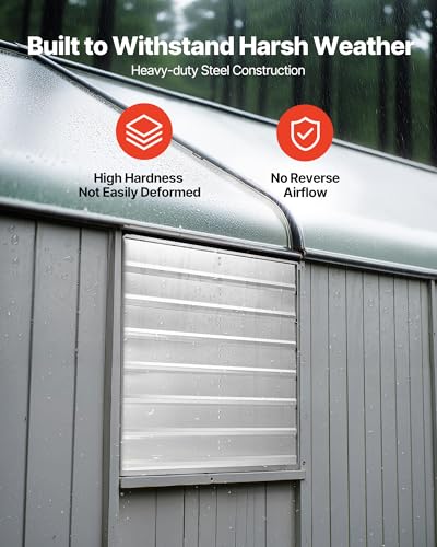VEVOR 30 Inch Shutter Exhaust Fan Wall Mounted Automatic Louvers Silver, Sturdy Steel Housing, Low Noise, AC Motor, 8099 CFM Ventilation and Cooling for Attic, Garage, Barn, Greenhouse, Workshop - size: 30 Inch