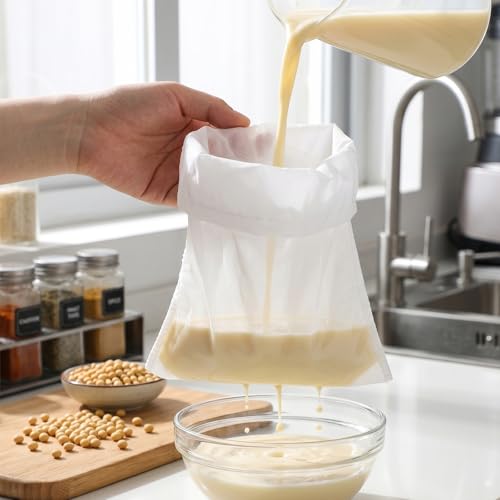 8 PCS Nut Milk Bag Reusable Nylon Cheese Cloth Bag for Straining 30 * 20cm Fine Mesh Strainer Bags Juicing Bags with Drawstring for Filtering Nut Milk Cold Brew Coffee Greek Yogurt Tea Juice