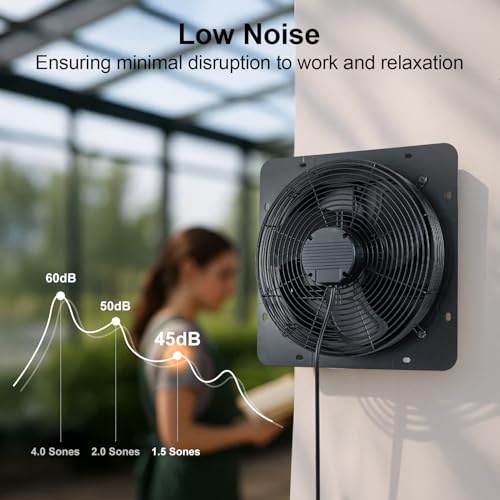 GROWNEER 14 Inch Shutter Exhaust Fan with Temperature Humidity Controller, 1700 CFM Remote Control Attic Fan, 10-Speed Adjustable Wall Mount Vent Fan for Green House, Garage, Shed, Attic - style: 14 Inch with Temperature Humidity Controller