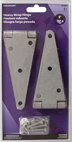Hardware Essentials 851685 Heavy Duty Strap Hinges Galvanized 6" - 2 Pack