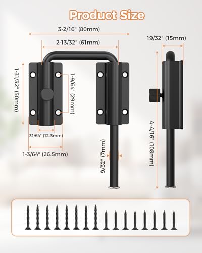 Sliding Door Loop Lock, Multi-Angle Barn Door Lock, Black | Aluminum Alloy, U-Shaped Loop Latch for French/Fences/Windows/Screen/Patio Sliding Doors - color: Black-1 PC