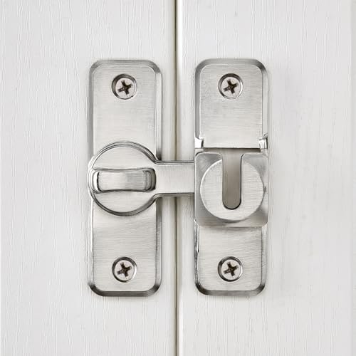 2 Pcs Silvery 90/180 Degree Flip Latch,Zinc Alloy Barn Door Latch | Right Angle Door Lock Latch,Sliding Door Latch Lock,for Cabinets,Bedroom,Fence Gates,Window,Garden,Garage,Pet Cage - color: Silvery