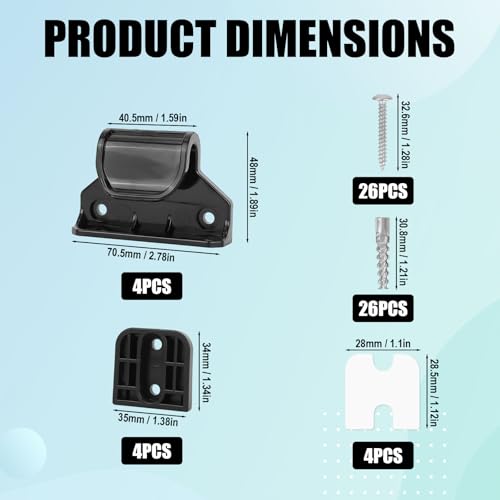 2 Sets Baby Retractable Gate Replacement Parts, Baby Door Extension Fittings Hardware Kit Extender Mount with 4 Latch 4 Bracket 1 Set of Screws & Four Adhesive Sheet for Safety Door Installation
