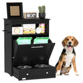 PawHut Dog Feeding Station with Raised Bowls, Pet Feeder Station, Black | Dog Food Storage Cabinet, Hanger for Feeding & Watering Supplies - color: Black