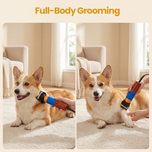 Dog Grooming Clippers 200W Professional Pet Hair Clippers with Zirconia Ceramic Blade, Low Noise Variable Speed Electric Clippers for Thick Coats, Dogs, Goats and Alpacas
