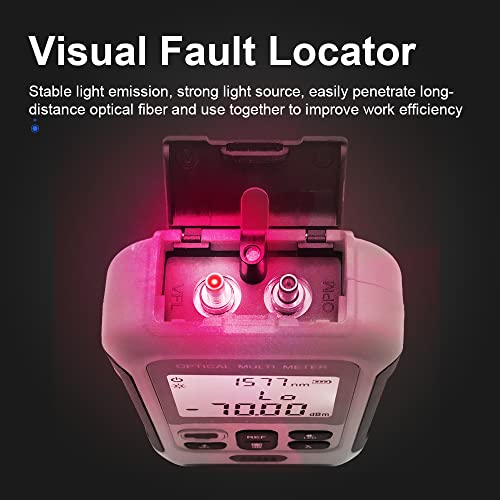 TM570 Fiber Optic Tester 3-in-1 — Optical Power Meter -70~+10 dBm, VFL Visual Fault Locator & RJ45 Cable Tester, Rechargeable Li-ion, FC/SC/ST, Compact 130g Fiber Light Meter