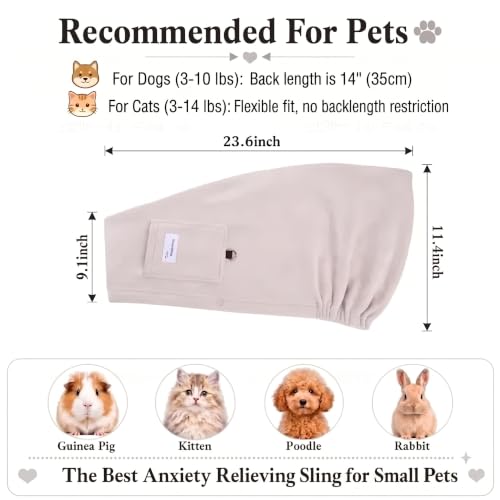 Cat Sling Carrier & Pet Sling for Small Dogs & Cats 3-14 lbs(Grey) - color: Grey