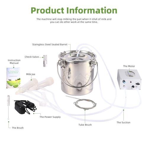 7L Goat Milking Machine,Battery Rechargeable Portable Milker,304 Food Bucket - size: 7L Goat