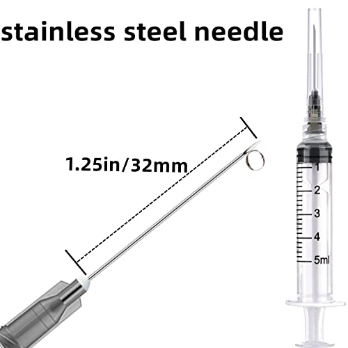 15 Pack 5ml 22Ga Plastic Syringe with Measurement for Scientific Labs, Industrial Dispensing Animal and Pet Supplies, Disposable Individually Wrapped (15, 5ml-22Ga) - size: 5ml-22Ga