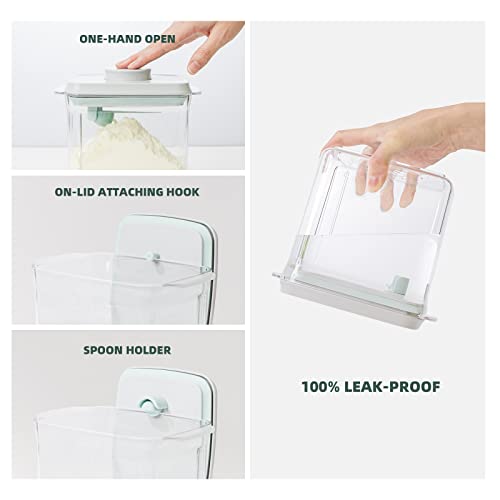 Formula Container, 1700ml Airtight Pop-Top Milk Powder Canister | BPA-free design holds up to 600g with a 5g scoop, scraper, clear body and wide mouth for organized daily bottle prep at home - color: 21 oz - Clear