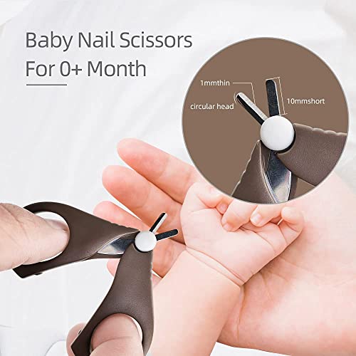 Baby Nail Clippers Set with Cute Case, Infant Fingernail and Toenail File Kit for Newborn Manicure and Pedicure, New Mom Grooming Gift - color: Bronze + Weiß