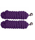 Majestic Ally Pack of 2 Solid Cotton Lead Rope for Horses & Livestock – 10 Foot Long and 5/8 inch (16MM) Thick - Replaceable Heavy-Duty Satin Bolt Snap – Handmade – Soft, Broken in Feel (Purple) - color: PURPLE