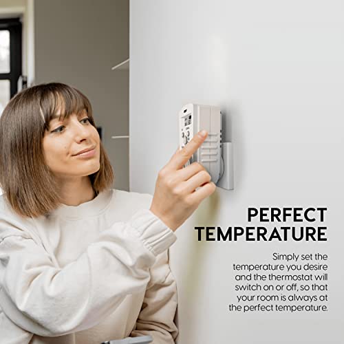 EconoHome Digital Plug in Thermostat - Programmable Thermostat with LCD Screen, Temperature Control & Power Buttons - Compatible with Wall Mount & Portable Heater, Air Cooler, Greenhouse Fans - color: White, size: Digital Control