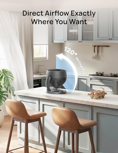 DREO Desk Fan, 12-Inch Air Circulator Fan for Bedroom, 70ft Powerful Airflow, 120° Tilt Adjustment, 25dB Ultra-Quiet, 3 Speeds Small Table Fan for Whole Room, Home, Office - color: Grey