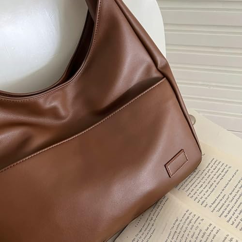 Women Tote Handbags Chic Vegan Leather Tote Bag Purse Stylish Casual Trendy Large Soft Shoulder Bag - color: Brown1