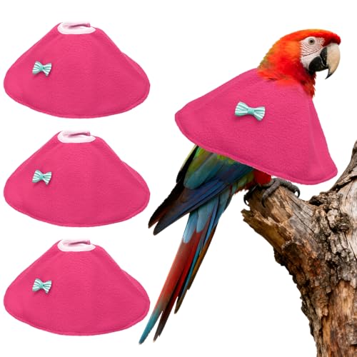 Bird Collars, Bird Cone Collar Protective Recovery Cones, Soft Adjustable Anti-Bite Feather Neck Protector (Pink, XL, 3 Pcs), Intended for Budgie/Cockatiel/Lovebirds - color: Pink, size: XL