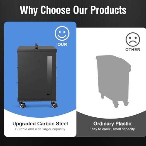 Rayzi 66lb Wood Pellet Storage Bin, Fuel Pellet Carbon Steel Container | Outdoor Waterproof Storage Bin & Rust-Resistant Metal Storage for Wood Pellets, Animal Feed, Charcoal
