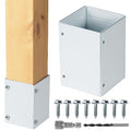 Stainless Steel Adjustable (Range 3.3"-6") Post Protector, Protects Wooden Mailboxes and Fences from Lawnmower and rain Damage (White, 1 Set) - color: White, size: 1 set
