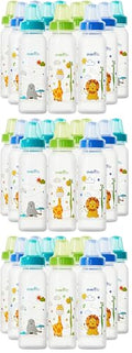 Classic Prints Polypropylene Bottles for Baby, Infant and Newborn - Blue/Green/Teal, 8 Ounce (Pack of 36) - size: 1 Count (Pack of 36)