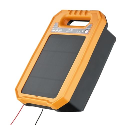 VEVOR Solar Fence Charger, 0.3J 8 kV Solar Powered Fence Charger, Weather-Resistant Electric Fence Energizer Kit, 7 Days Runtime, for Livestock, Poultry, Garden Protection - size: 0.3J