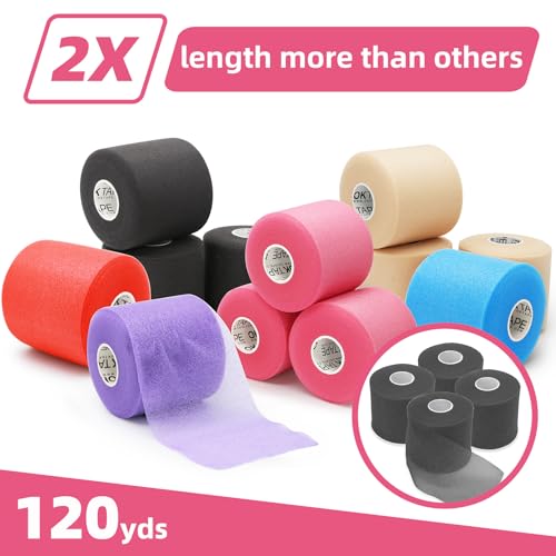 OK TAPE Pre Wrap Tape 4-Rolls 120 Yds Athletic Foam Underwrap for Sports | Protect for Ankles Wrists Hands and Knees, Soft, Breathable, Skin-friendly and Latex-free 2.75 Inches - Pink - color: Pink, size: 2.75 Inch x 30 Yards