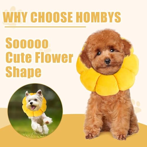 HOMBYS Soft Dog Cone for Dogs and Cats, Cute & Fluffy Flower Shape for Claming, Adjustable Dog Collar Alternative After Surgery, Protective Elizabethan Collar for Dogs Recovery & Stop Licking, L - size: L
