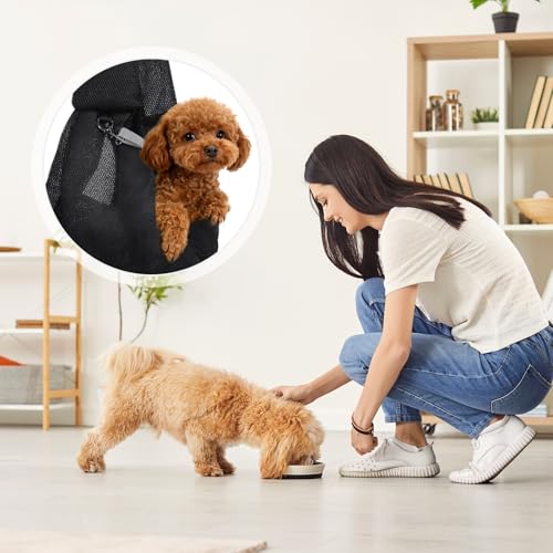 Dog Sling Carrier for Small Dogs and Cats Up to 16.5 Lbs, Soft Pouch Breathable Mesh Pet Crossbody Shoulder Bag, (Black, 1 Pcs) Intended for Outdoor/Camp/Travel - color: Black